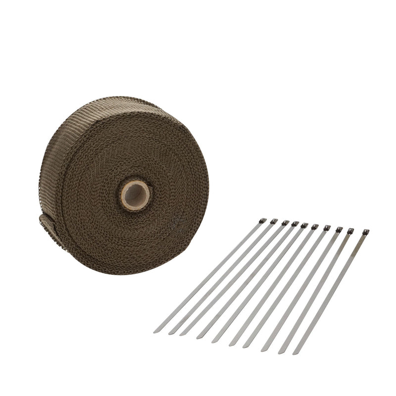 Proflow PFEHS-102050PL Exhaust Wrap Titanium 980 Degrees Celsius Lava Rock Natural 2 in. Width 50 ft Roll 10 Locking tie Kit
