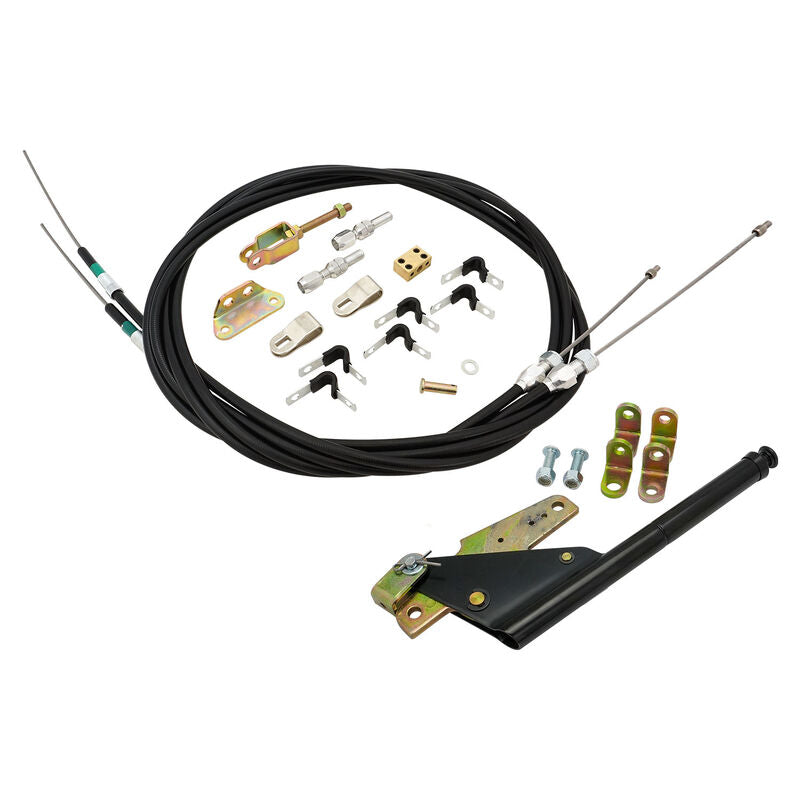 Proflow PFEHBK-BK Universal Emergency Hand Brake Kit Floor Mount Black with Cable Mounting Kit