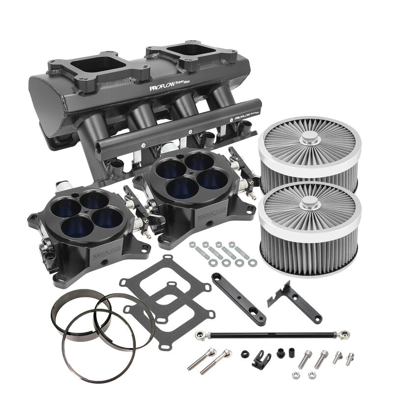Proflow PFEM63248-KIT-S SuperMax Intake Manifold Kit Tunnel Ram For Holden Commodore LS3/L92 EFI 4150 Fabricated Silver Kit