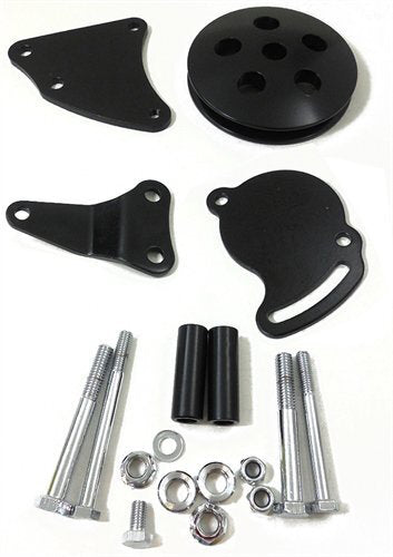 Proflow PFEPSB450BK Power Steering Brackets Mounting kit Type II Bracket with Pulley Black SB Chev