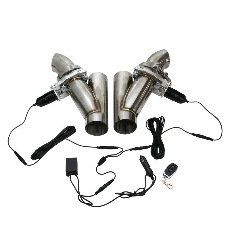 Proflow PFEEEC300-D Dual Exhaust Cutouts Electric Aluminium Bolt On 3.0 in. Diameter Stainless Steel Tubing Kit
