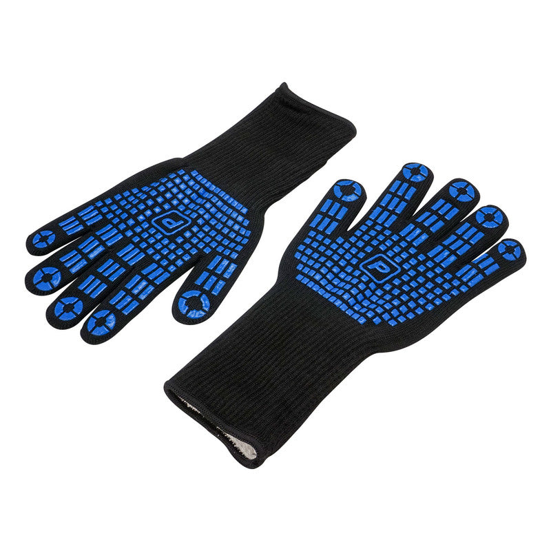 Proflow PFEHS-G800 Heat Protection High Temp Work Gloves Aramid Fibre Silicone Pads 800 Degrees Celsius Long Length One Size Pair