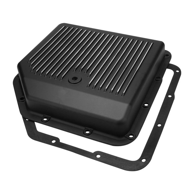 RTS RTS80200BK Transmission Pan Cast Aluminium Stock Depth Black Machined Finned Chev For Holden TH350