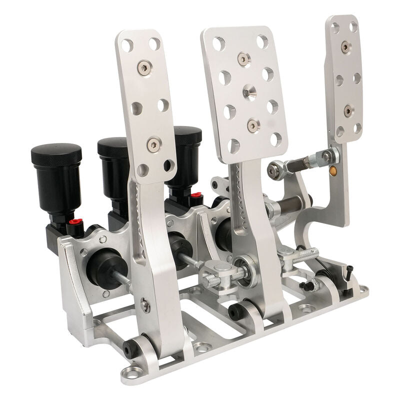 RTS RTS-340-1000 Racing Hydraulic Pedals Box Lightweight Aluminium Floor Mount Brake Clutch Accelerator Pedal with .750" Bore Master Cylinders Raw Kit