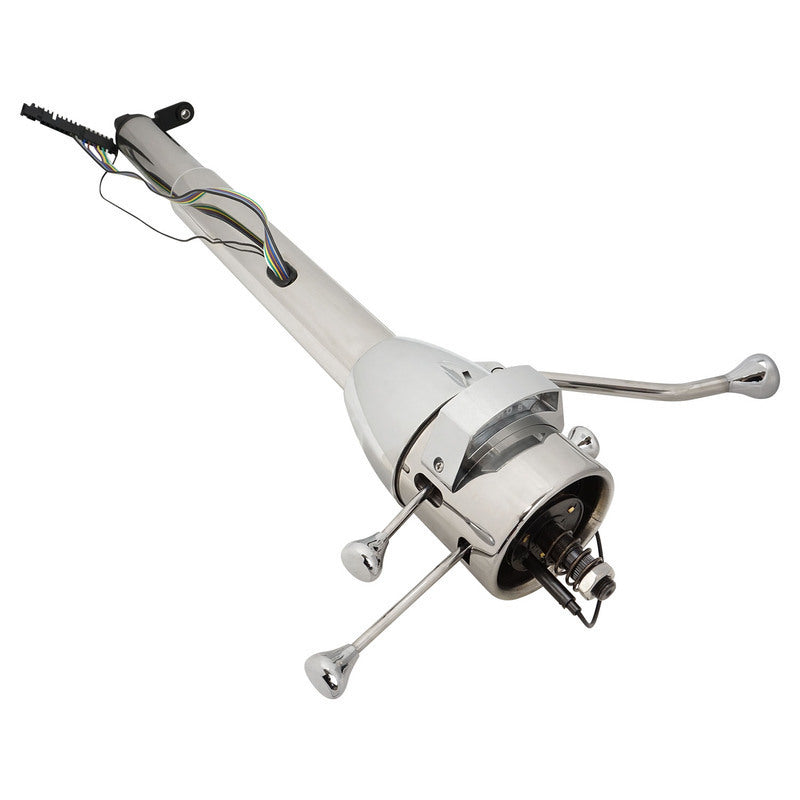 Proflow PFESTC-AUT32 Universal Steering Column Automatic Collapsible Column 5 Position Tilt 32" Long Stainless Steel Tube Chrome Honey Pot Kit