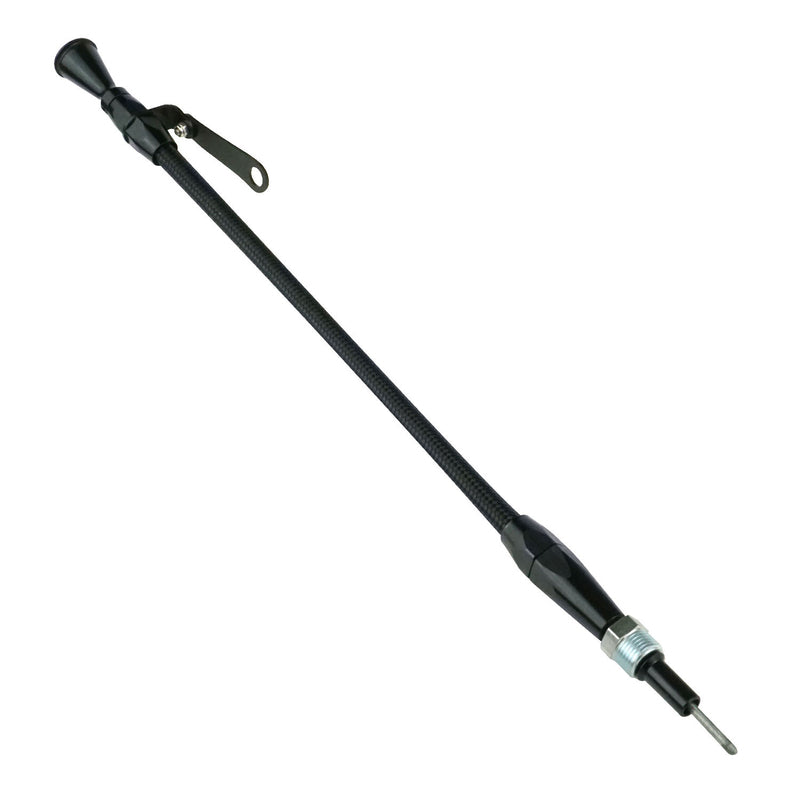 Proflow PFE-XED-5005 Engine Dipstick Braided Stainless Steel Black Billet Handle For Ford 351W Screw in into Aftermarket Oil Pans