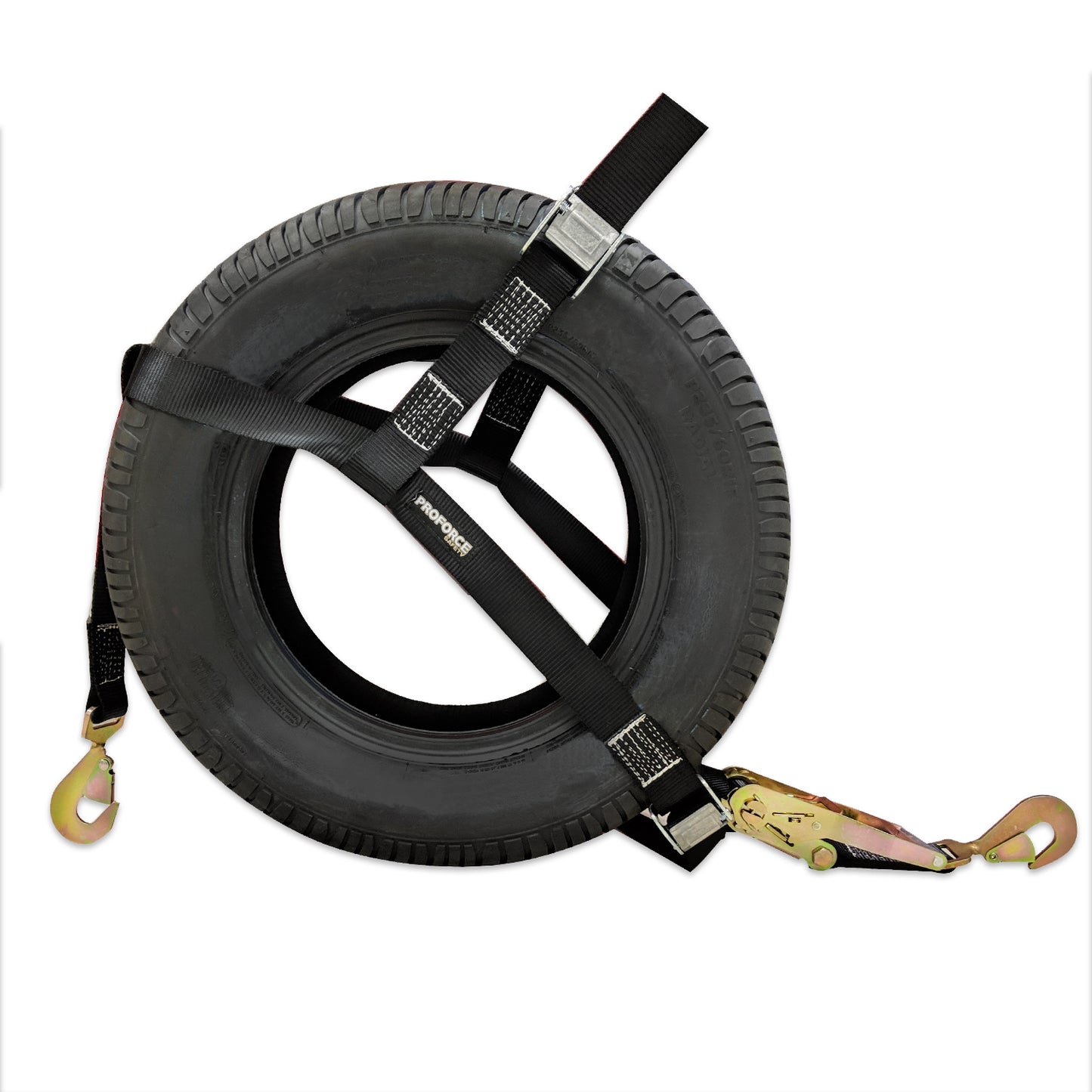 Proforce Safety PFS-30RT Proforce Tyre Restraint Tie-Down Strap Black Ratchet Direct Snap Hook Each