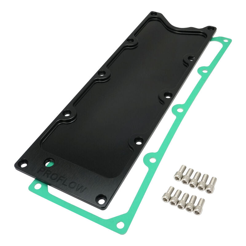 Proflow PFEVC-600BK-SUS Engine Valley Cover LS1 DOD Delete Billet Aluminium Low Profile Black Superseded Version