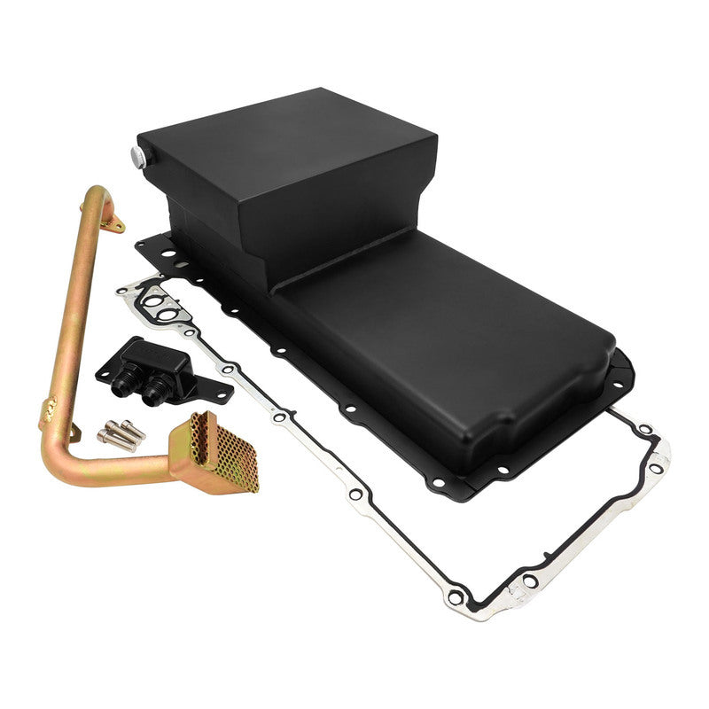 RTS RTS-3000-KIT Steel Oil Pan Chev Holden Engine Swap LS 427 Stroker 90 Deg Remote Mount Filter Matt Black Rear Sump 6.5 litre Capacity Pick Up Kit