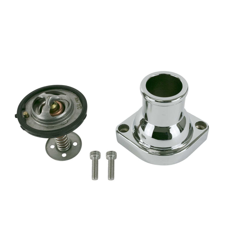 Proflow PFETH-R8938KT Aluminium Water Neck & Thermostat kit LS Chev For Holden Straight -up Chrome