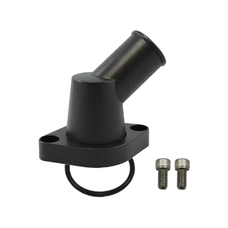 Proflow PFETH-R8455BK Aluminium Water Neck For Chevrolet 45 Degree O'Ring Style Black Aluminum