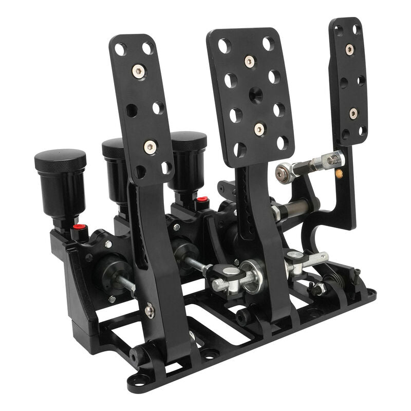 RTS RTS-340-1001 Racing Hydraulic Pedals Box Lightweight Aluminium Floor Mount Brake Clutch Accelerator Pedal with .750" Bore Master Cylinders Black Kit