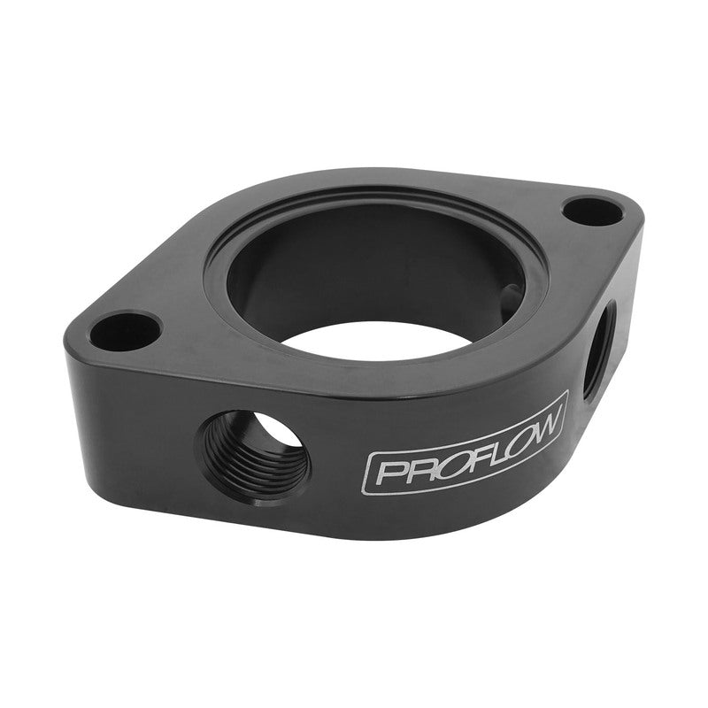 Proflow PFETH-CSP Water Neck Thermostat Housing Spacer Suit SB & BB Chevrolet 2x 3/8'' NPT Ports Billet Black