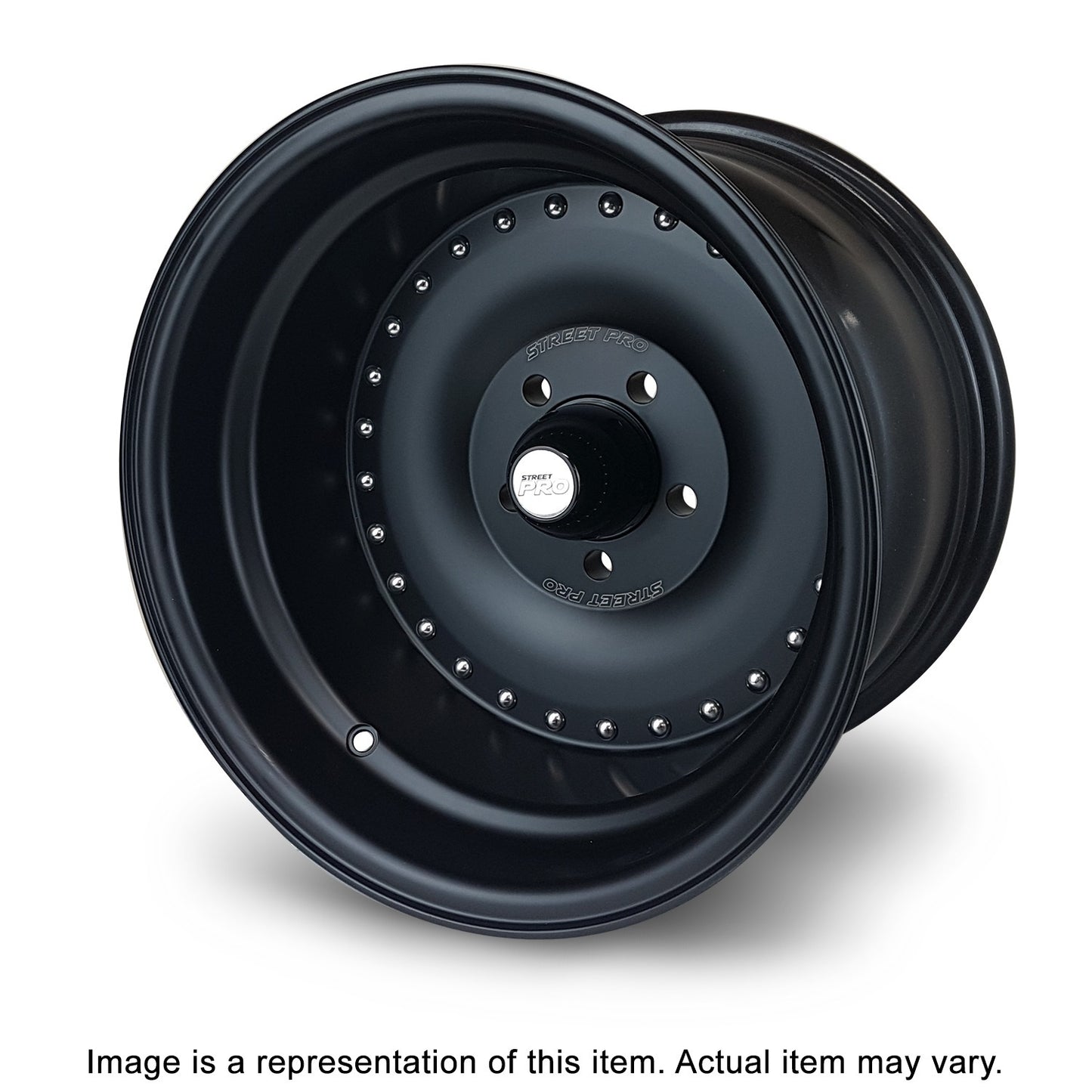 Street Pro Wheels STP007-154000-BK Street Pro 007 Series Wheel Blk 15x4' For Holden For Chevrolet 5 x 4.75' Bolt Circle (-13) 2.0' Back Space