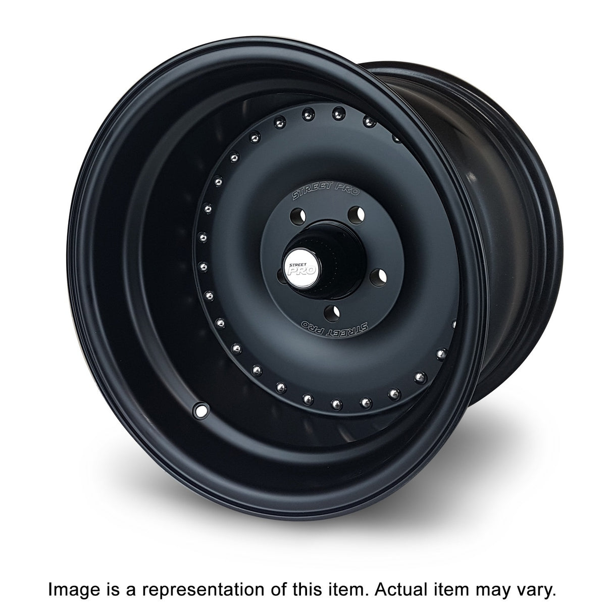 Street Pro Wheels STP007-154000-BK Pro 007 Series Wheel Blk 15x4' For Holden For Chevrolet 5 x 4.75' Bolt Circle (-13) 2.0' Back Space