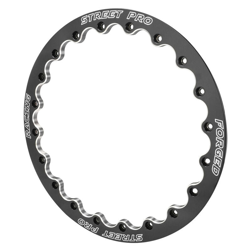 Street Pro Wheels STP009-BL001-BK Street Pro 009 Series Rear Beadlock Ring 15'' Gloss Black Milled Billet Aluminium Each