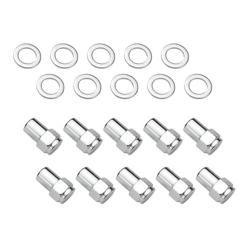 Street Pro Wheels STP-WN5200K10-CHM Street Pro Wheel Lug Nut Kit Chrome Suits 002 / 005 Street Pro Mag Wheel Length 1.527 Total Length 1/2 .775 shank With .119 Washers Set of 10