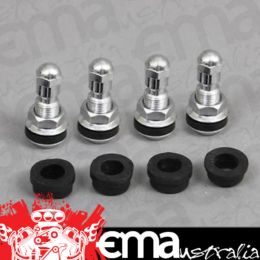 Center Line CEL-2900 Short-Style Chrome Valve Stems Bolt-On (Set of 4)