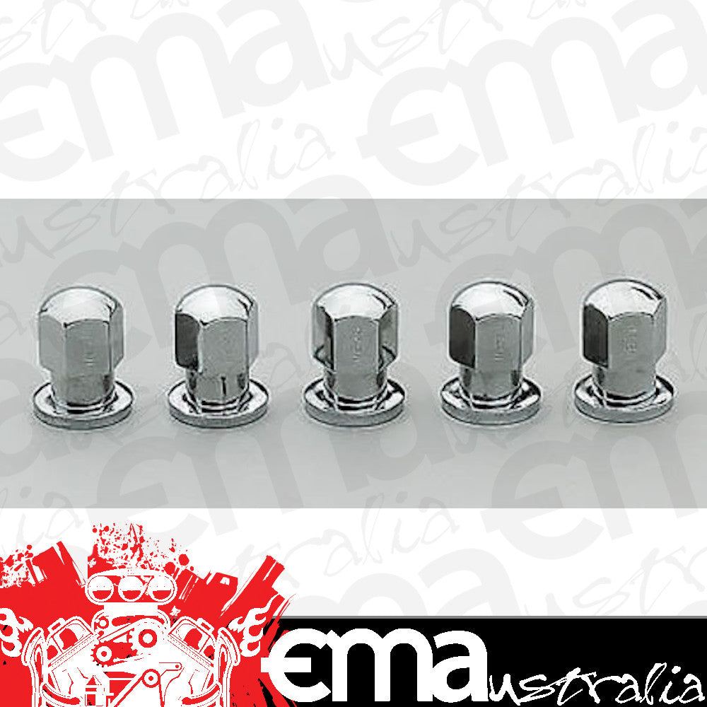 Center Line CEL-5102 Closed End Chrome Wheel Nuts 1/2" Shank 7/16"-20 Rh 5 Pack