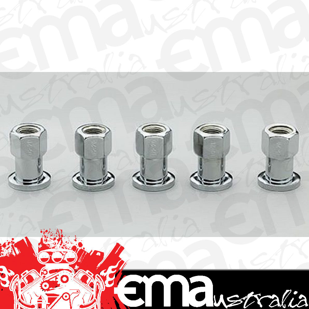 Center Line CEL-5112 1/2" Shank Wheel Nuts Open End 7/16" x 20 Rh Chrome 5 Pack
