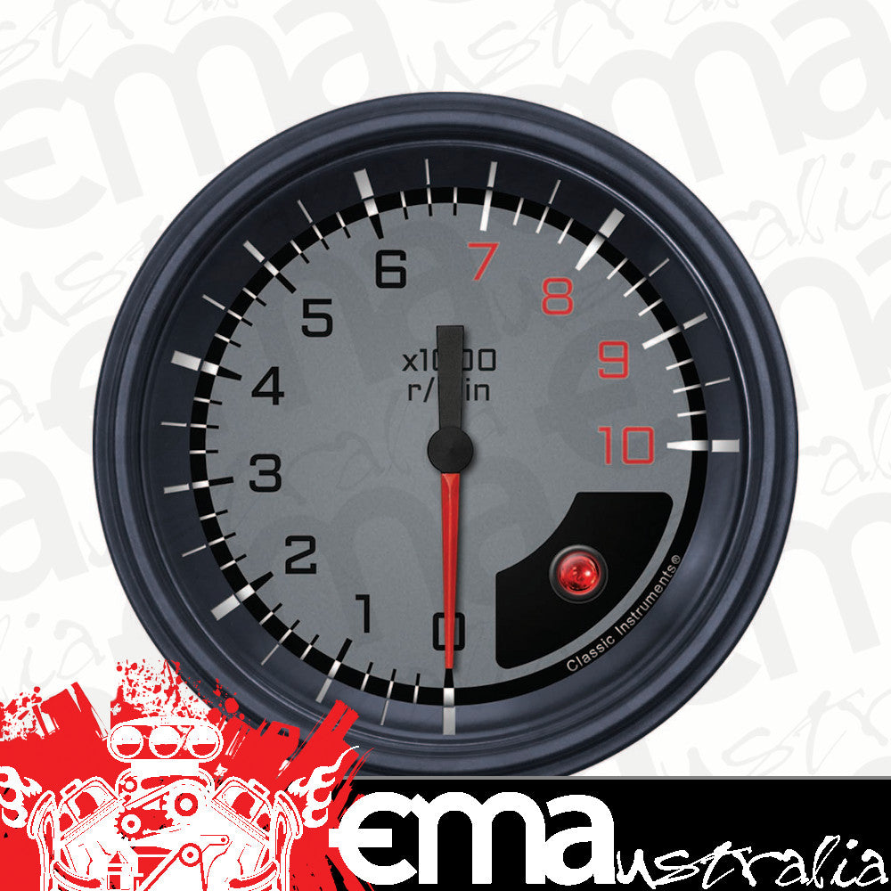Classic Instruments AX10GBLF Autocross Grey - Tachometer 10K RPM 3-3/8"