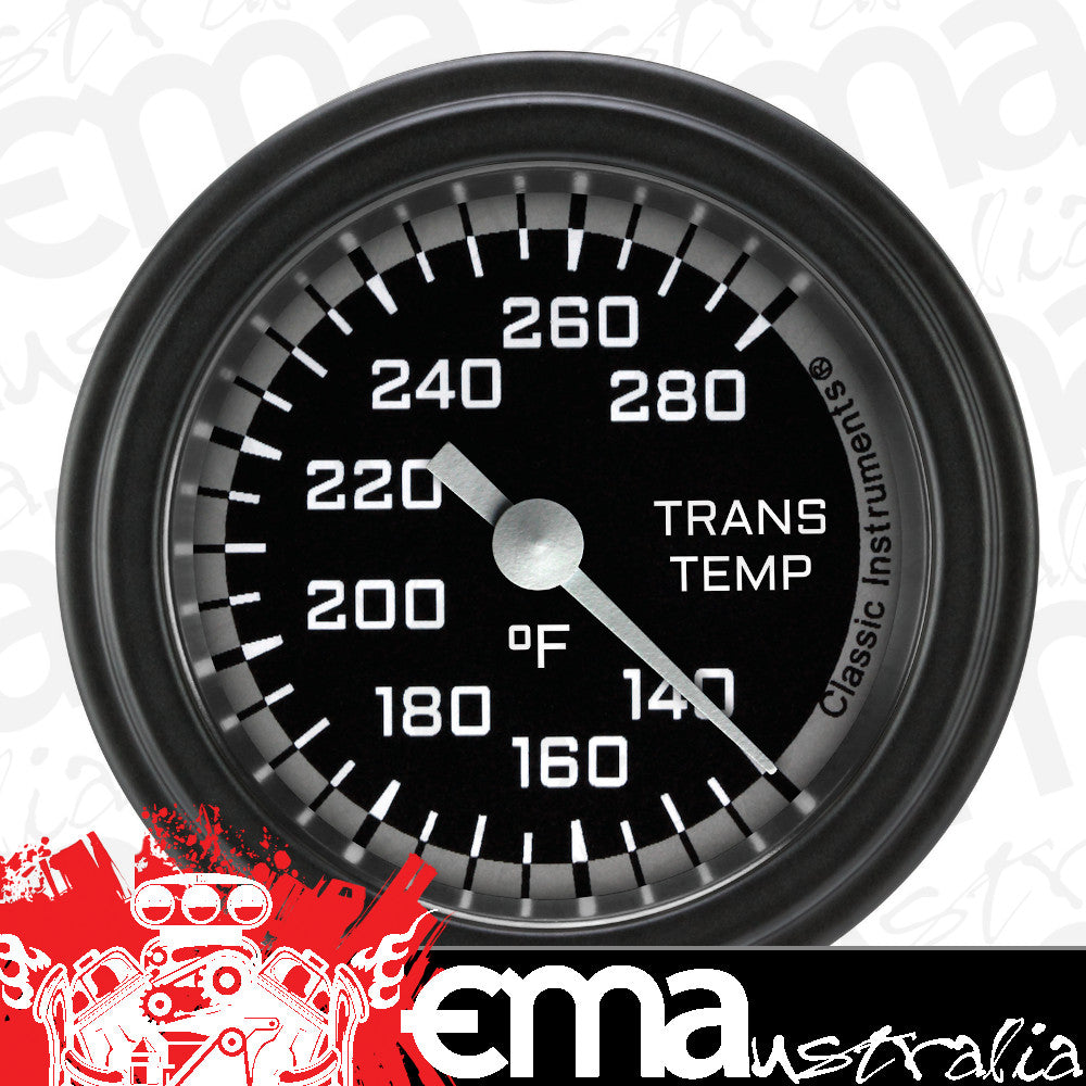 Classic Instruments AX127GBLF Autocross Grey - Transmission Temp Gauge Full Sweep 2-1/8"