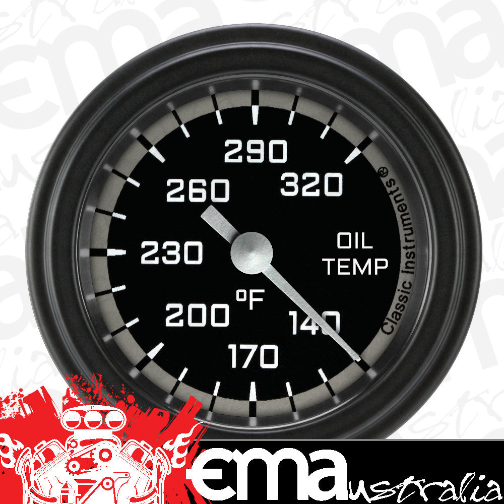 Classic Instruments AX128GBLF Autocross Grey - Oil Temp Gauge Full Sweep 2-1/8"