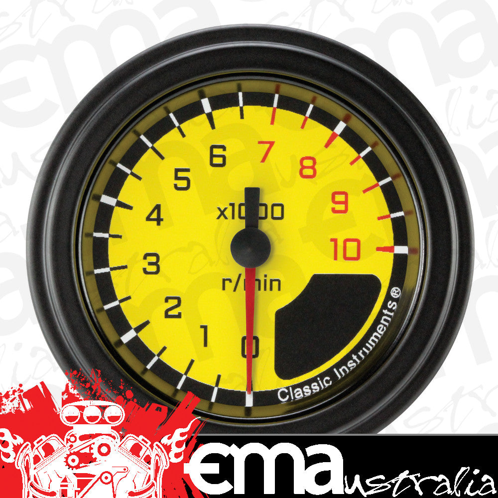 Classic Instruments AX183YBLF Autocross Yellow w/ Black Bezel 2-1/8" Tachomet