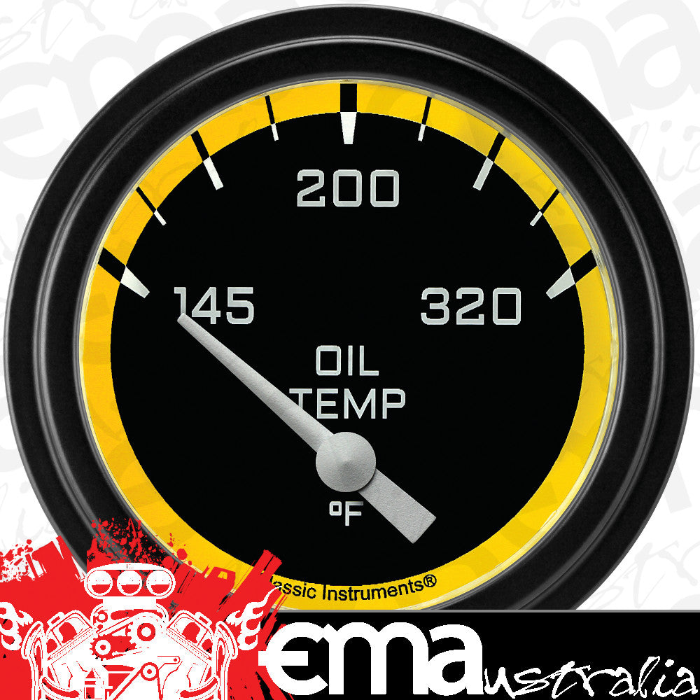 Classic Instruments AX228YBLF Autocross Yellow w/ Black Bezel 2 5/8" Oil Temp