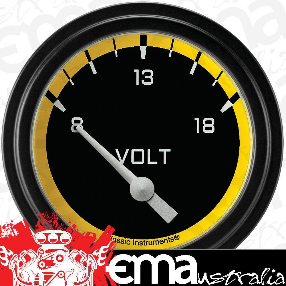 Classic Instruments AX230YBLF Autocross Yellow w/ Black Bezel 2 5/8" Volt, Sh