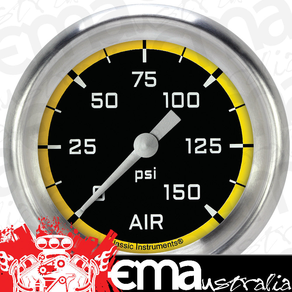Classic Instruments AX318YAPF Autocross Yellow 2 5/8" Air Pressure Gauge