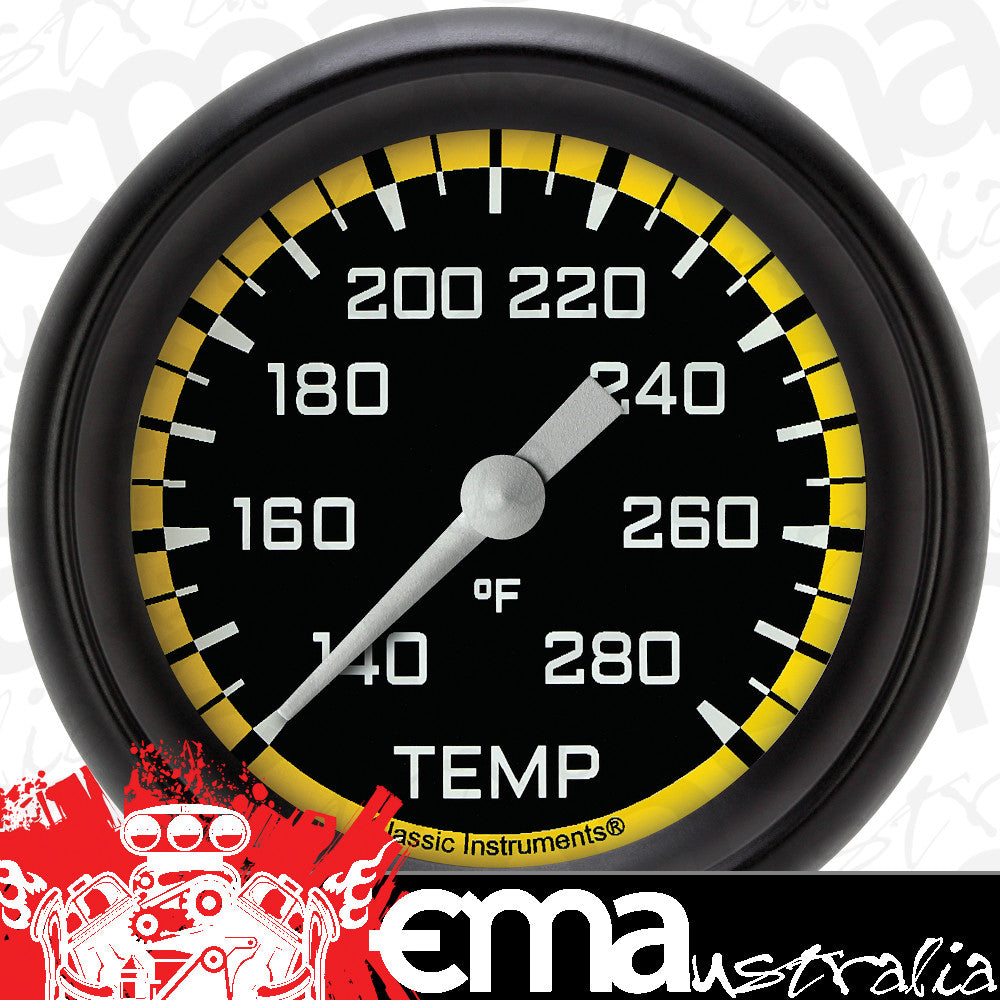 Classic Instruments AX326YBPF Autocross Yellow - Water Temp Gauge Full Sweep 2-5/8"