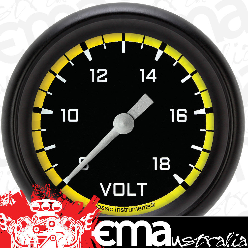 Classic Instruments AX330YBPF Autocross Yellow 2 5/8" Voltage Gauge