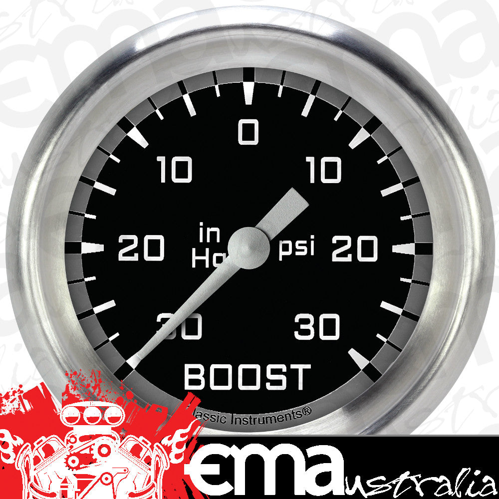 Classic Instruments AX341GAPF Autocross Gray 2 5/8" Boost/Vac Gauge