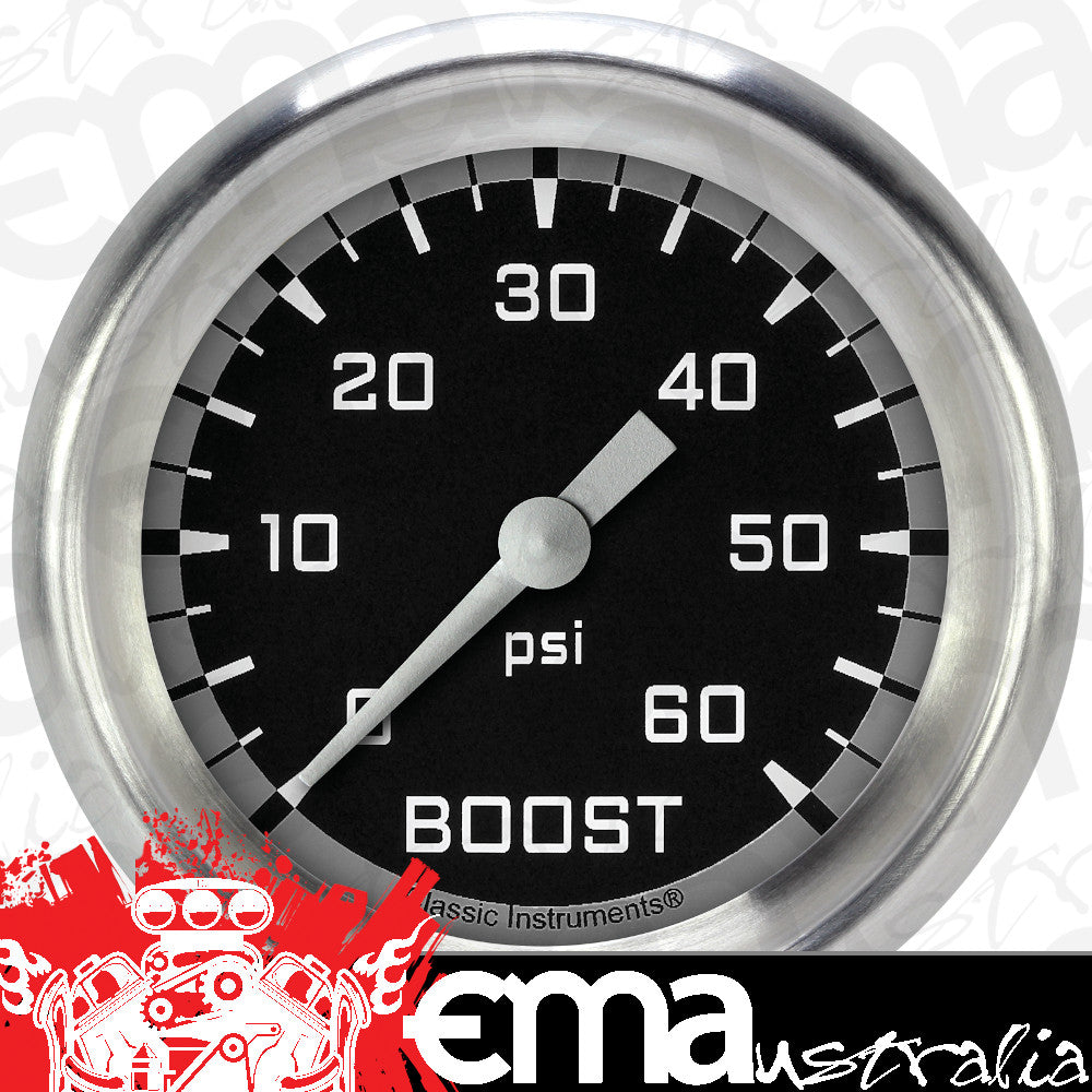 Classic Instruments AX343GAPF Autocross Gray 2 5/8" Boost Gauge, 60 psi