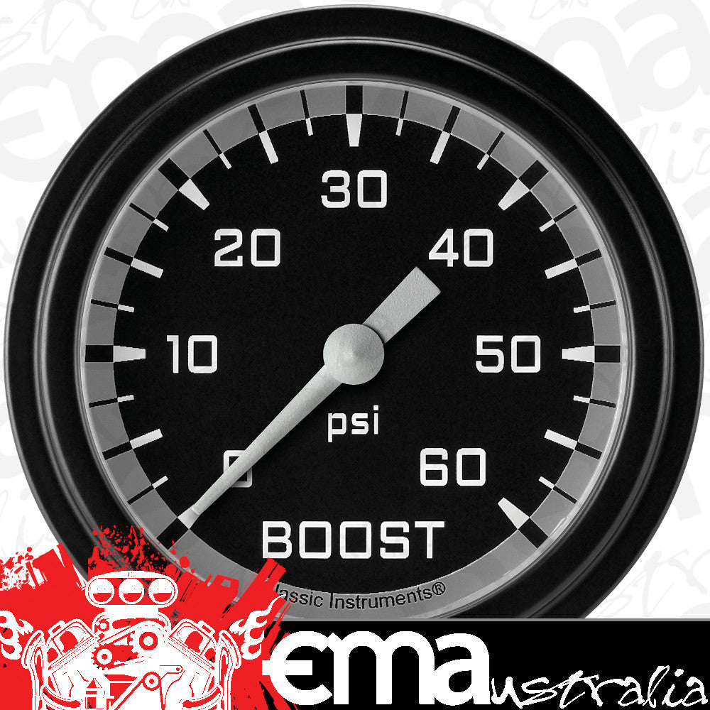 Classic Instruments AX343GBLF Autocross Gray 2 5/8" Boost Gauge, 60 psi