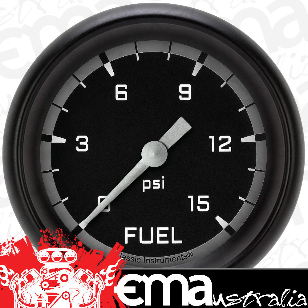 Classic Instruments AX345GBPF Autocross Gray 2 5/8" Fuel Pressure Gauge, 15 ps