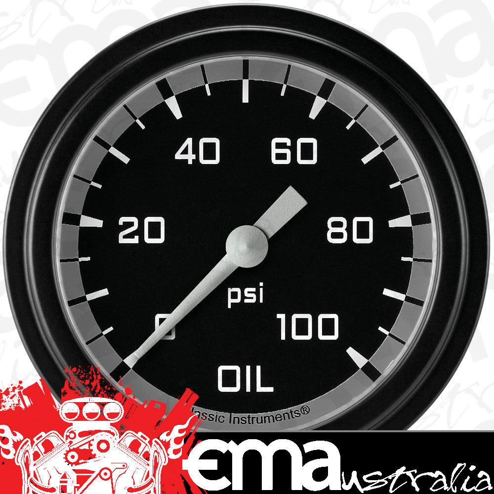 Classic Instruments AX381GBLF Autocross Gray 2 5/8" Oil Pressure Gauge