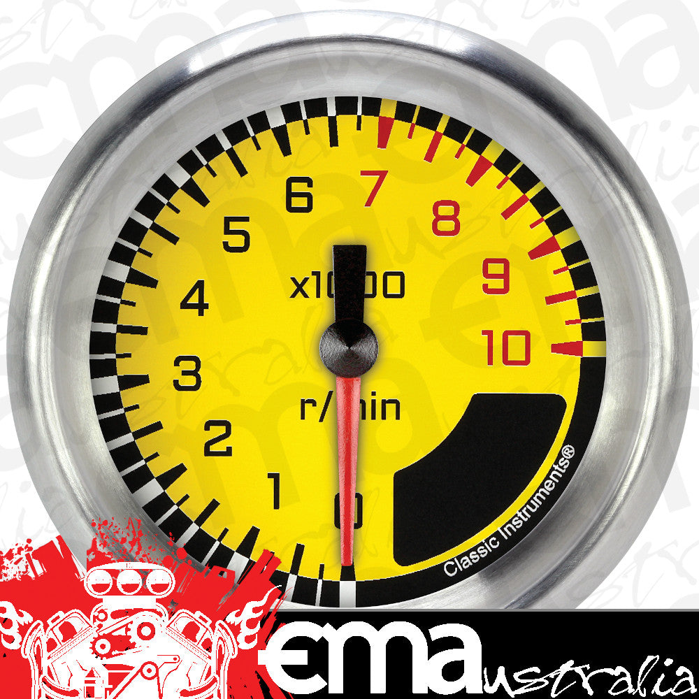 Classic Instruments AX383YAPF AutoCross Yellow 2 5/8" Tachometer
