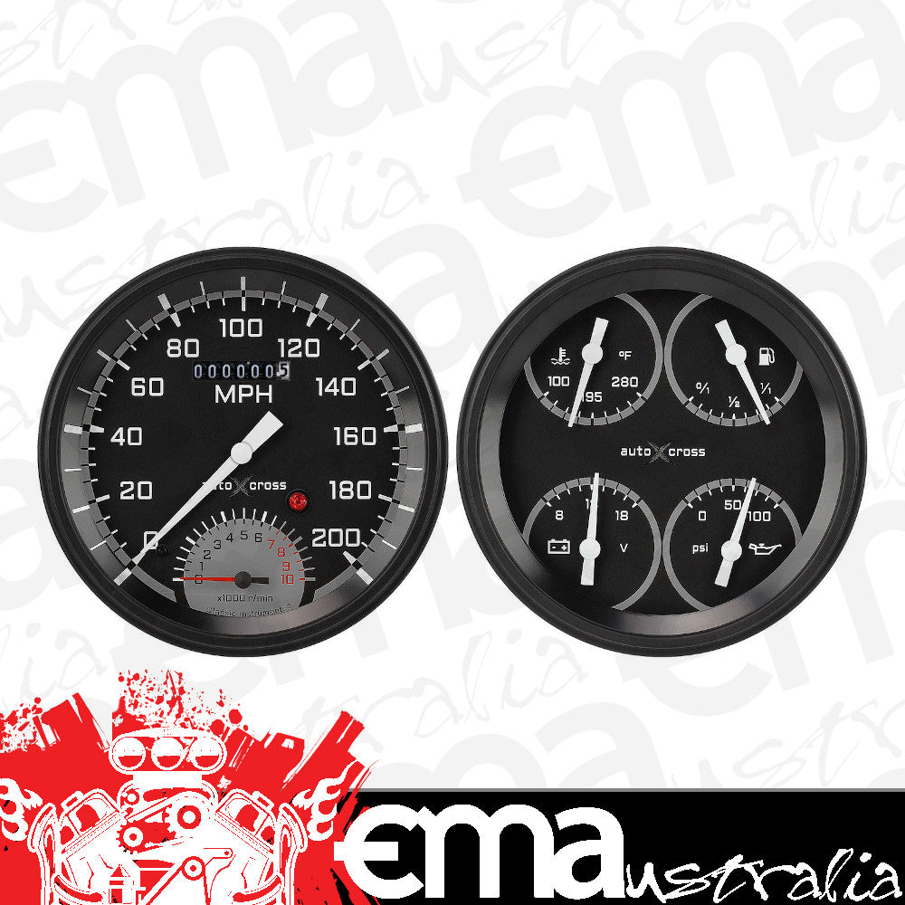 Classic Instruments AX62GBLF Autocross Grey - 2 Gauge Set 4-5/8" Speedtachular & Quad