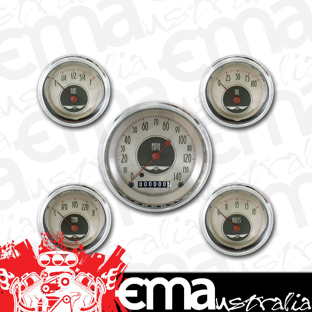 Classic Instruments CIAN00SHC American Nickel - 5 Gauge Set 3-3/8" Speedo, 2-1/18" Fuel, Oil, Temp, Volts