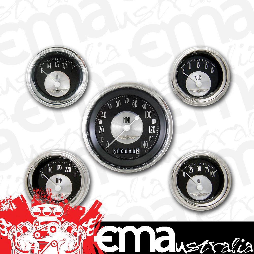 Classic Instruments CIAT00SHC American Tradition - 5 Gauge Set 3-3/8" Speedo, 2-1/18" Fuel, Oil, Temp, Volts