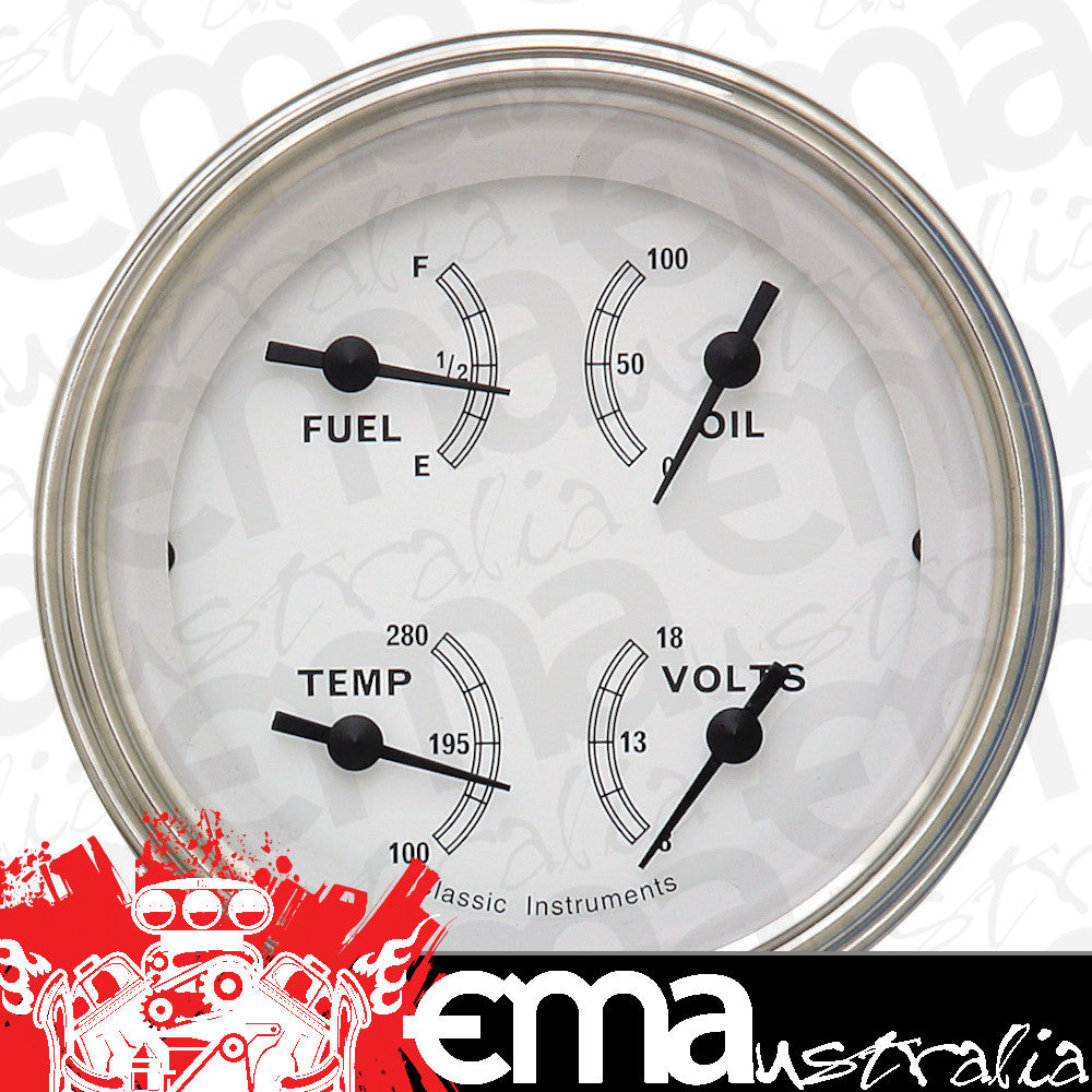 Classic Instruments | CICW76SLF | White - Quad Gauge 3-3/8" (240-33 OHM)