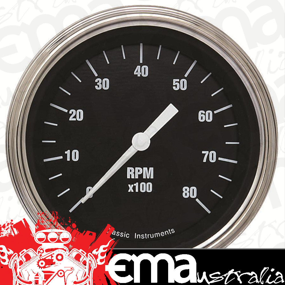 CLASSIC INSTRUMENTS CIHR80SLC CLASSIC BLACK HOTROD - Tachometer 8K RPM 3-3/8"