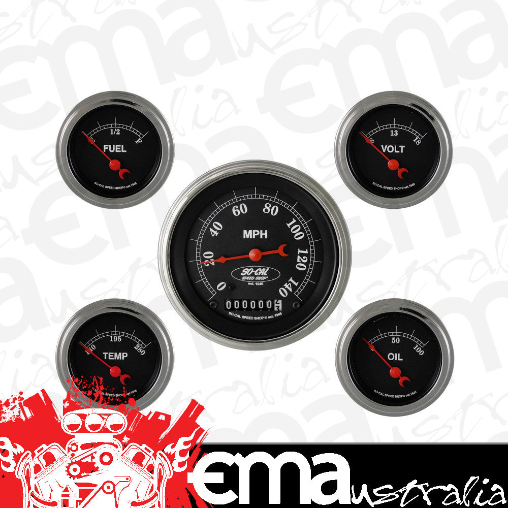 Classic Instruments CISC00SLC So-Cal - 5 Gauge Set 3-3/8" Speedo, 2-1/18" Fuel, Oil, Temp, Volts