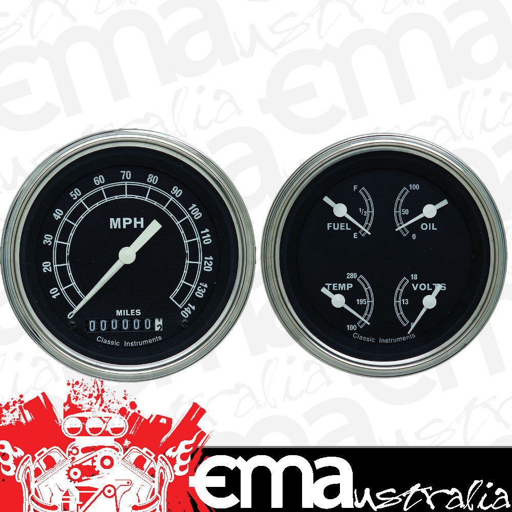 Classic Instruments CITR02SLF Traditional - 2 Gauge Set 3-3/8" Speedo & 3-3/8" Quad