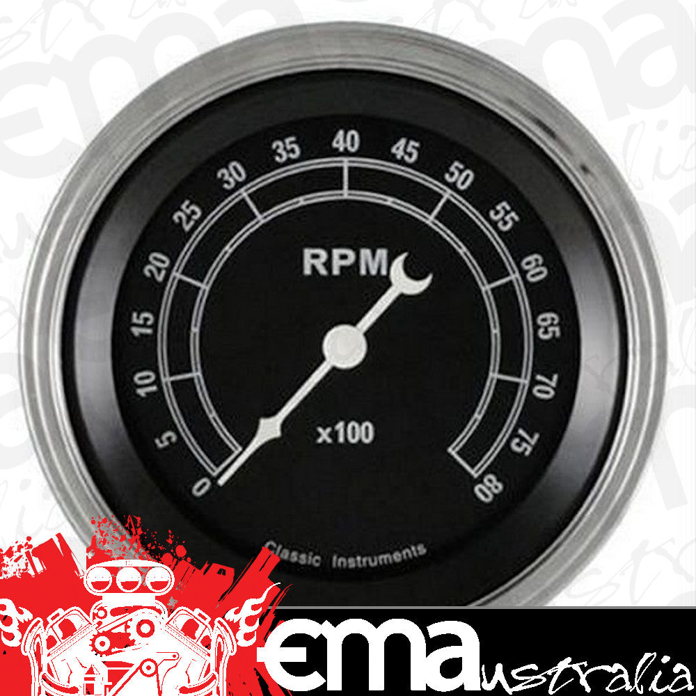 CLASSIC INSTRUMENTS CITR80SLC TRADITIONAL BLACK - Tachometer 8K RPM 3-3/8"