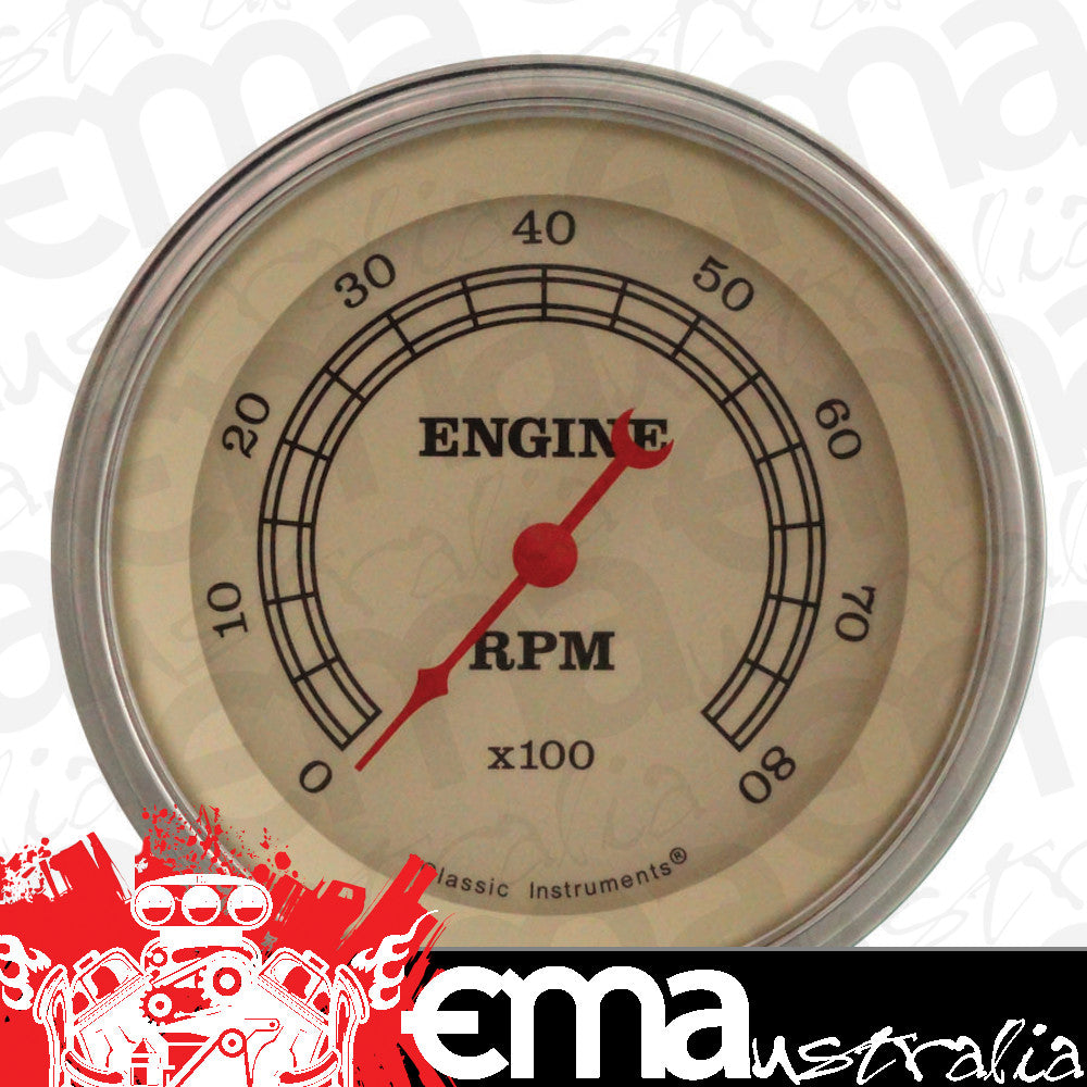 Classic Instruments CIVT80SLF Vintage - Tachometer 8K RPM 3-3/8"