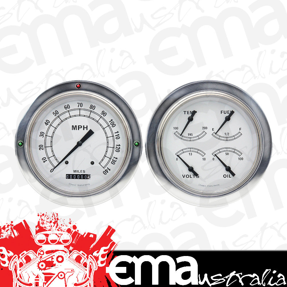 Classic Instruments CT54CW52 Classic White 1954-55 Chevy Truck Gauge Package