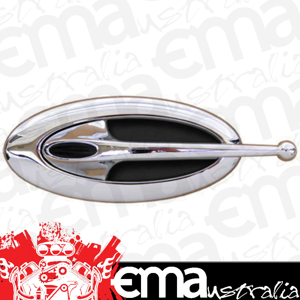 Clayton Machine Works CLA-EL502 Billet Elliptical Ball End Door Handle Chrome Plated w/ Black Inserts